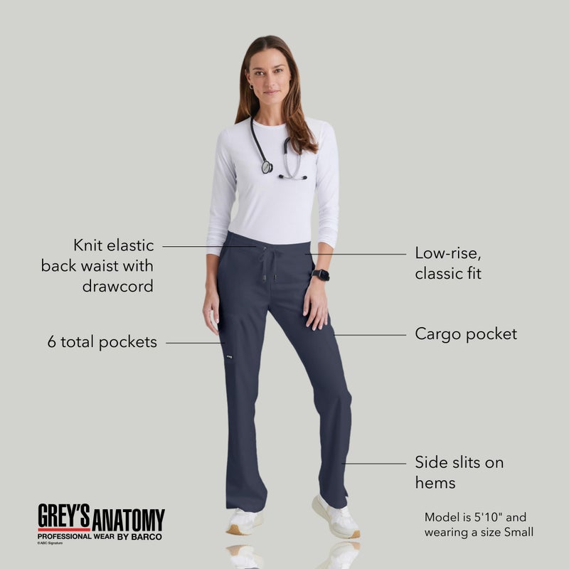 BARCO Grey s Anatomy Classic Mia Scrub Pant for Women Steel, 6-Pocket Low-Rise Straight Leg Bottoms with Natural Stretch, Soil Release Fabric, and Super-Soft Finish Large, Regular Fit - Image 4